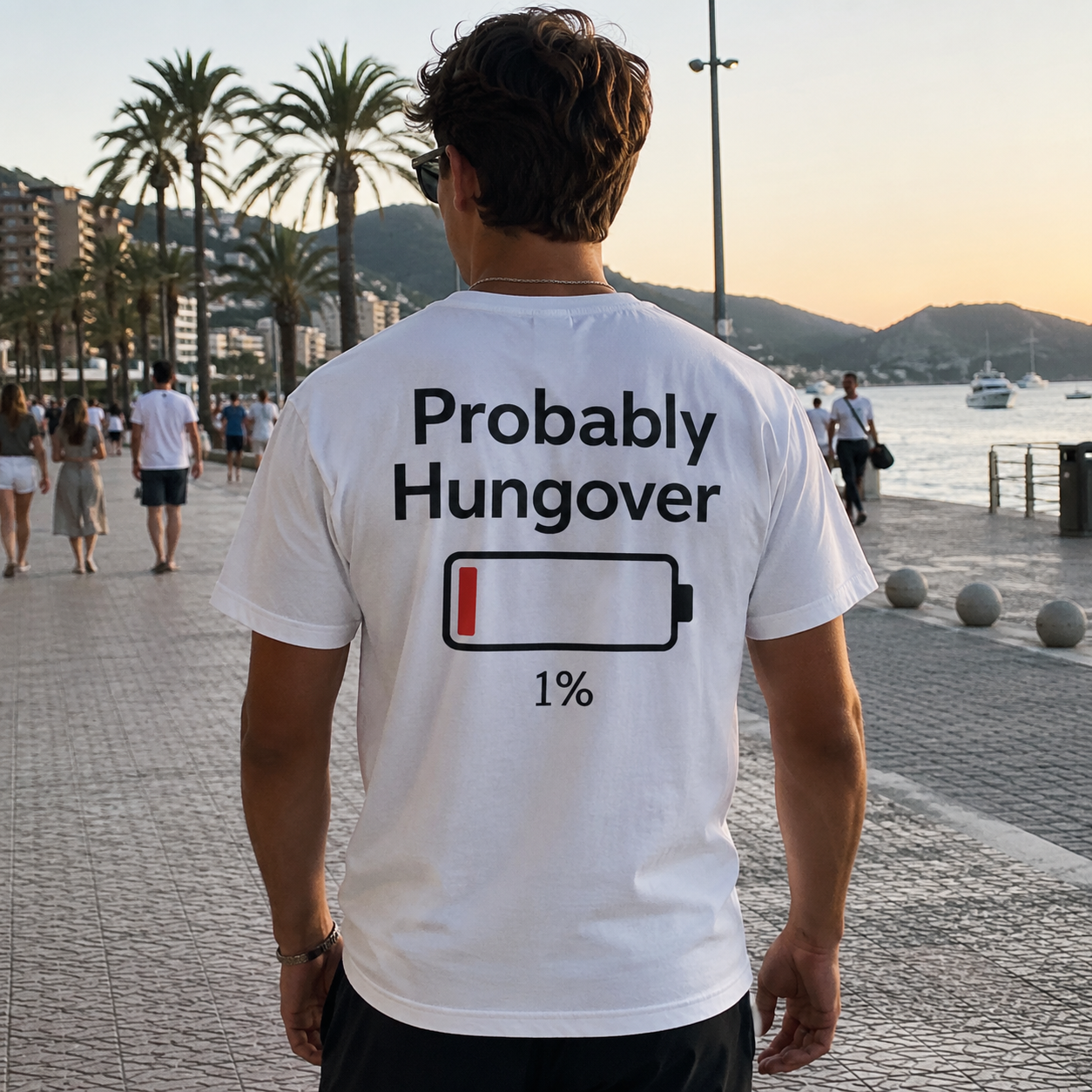 Probably Hungover Tee – Low Battery 1% Funny Drinking Shirt